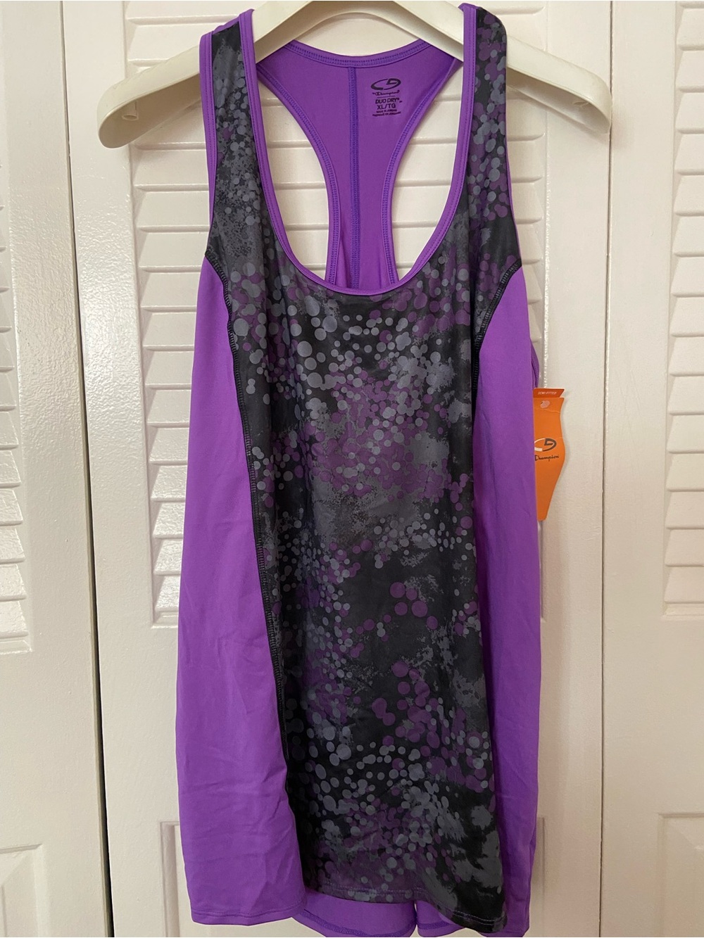 Champion Purple Racerback Tank with Black Patterned Front